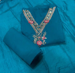 Classy Glass Organza Suit Set with Sequins & Zari Thread Work - Yanchi