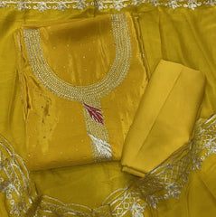 Classy Glass Organza Suit Set with Stone & Zari Thread Work - Yanchi