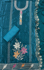 Classy Glass Organza Suit Set with Stone & Zari Thread Work - Yanchi