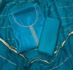 Classy Glass Organza Suit Set with Stone & Zari Thread Work - Yanchi