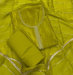 Classy Glass Organza Suit Set with Stone & Zari Thread Work - Yanchi