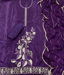Classy Glass Organza Suit Set with Stone & Zari Thread Work - Yanchi