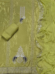 Classy Glass Organza Suit Set with Stone & Zari Thread Work - Yanchi