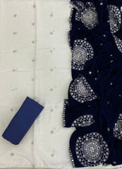 Classy Glass Organza Suit Set with Stone & Zari Thread Work - Yanchi