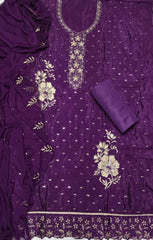 Classy Glass Organza Suit Set with Thread Work - Yanchi