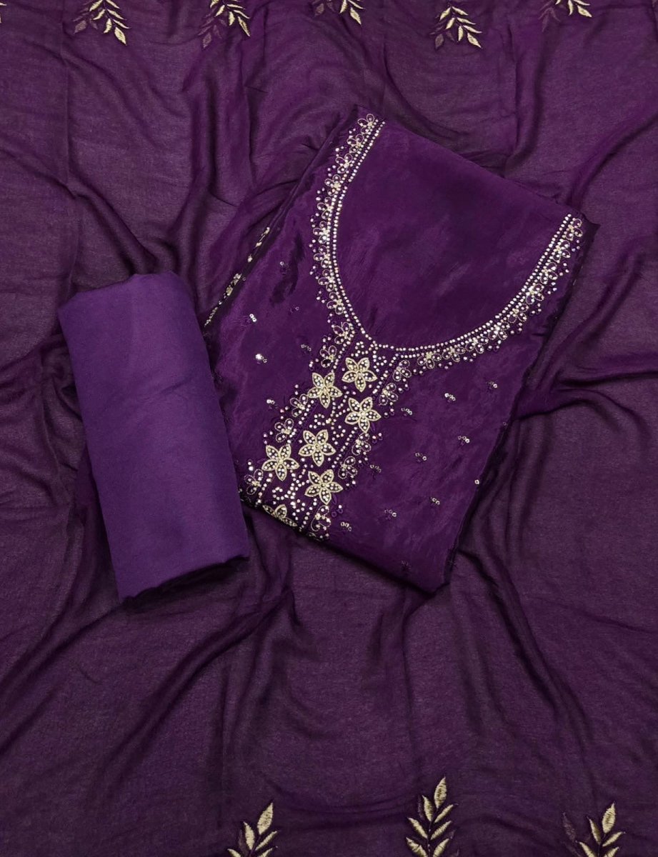 Classy Glass Organza Suit Set with Thread Work - Yanchi