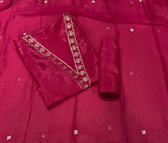 Classy Glass Organza Suit Set with Zari & Swarovski Work - Yanchi