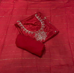 Classy Glass Organza Suit Set with Zari Thread Work - Yanchi