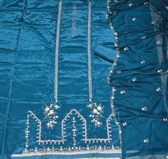 Classy Glass Organza Suit Set with Zari Thread Work - Yanchi