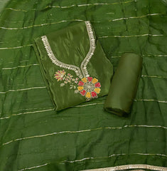 Classy Glass Organza Suit Set with Zari Thread Work - Yanchi