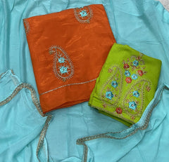 Classy Glass Organza Suit Set with & Zari Thread Work - Yanchi
