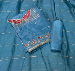 Classy Glass Organza Suit Set with Zari & Thread Work - Yanchi
