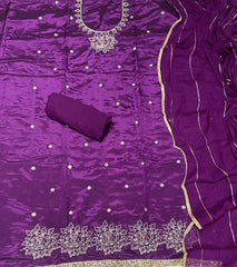 Classy Glass Organza Suit Set with Zari Thread Work - Yanchi