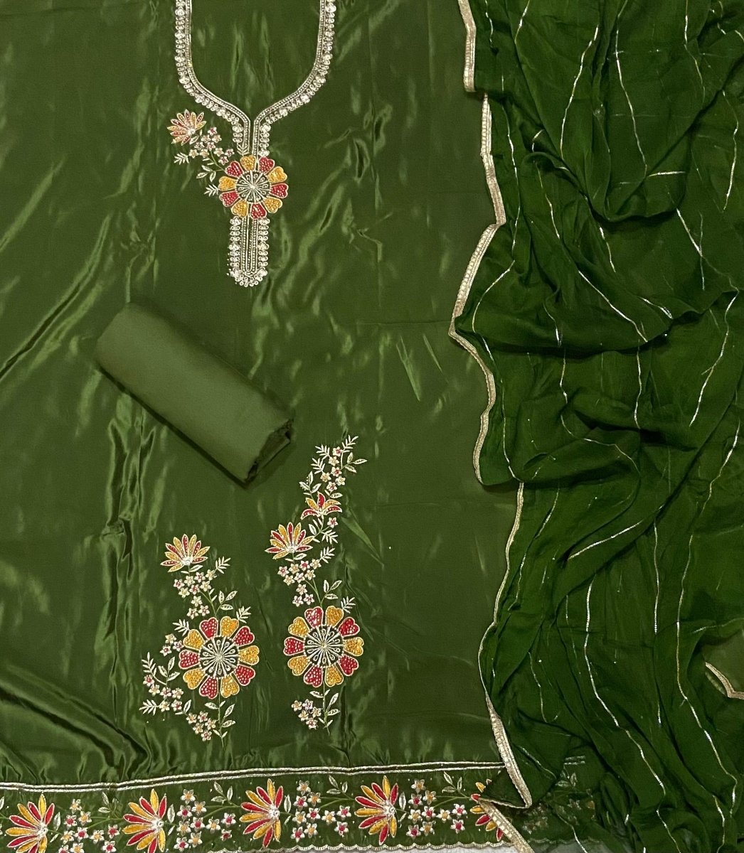 Classy Glass Organza Suit Set with Zari Thread Work - Yanchi