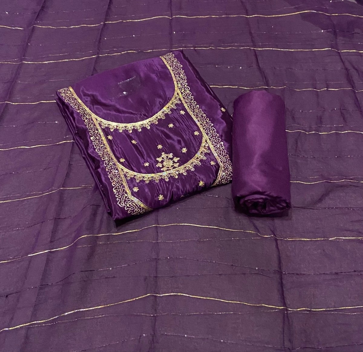 Classy Glass Organza Suit Set with Zari Thread Work - Yanchi