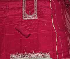 Classy Glass Organza Suit Set with Zari Thread Work - Yanchi