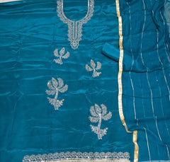 Classy Glass Organza Suit Set with Zari Thread Work - Yanchi