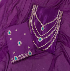 Classy Glass Organza Suit Set with Zari Thread Work - Yanchi