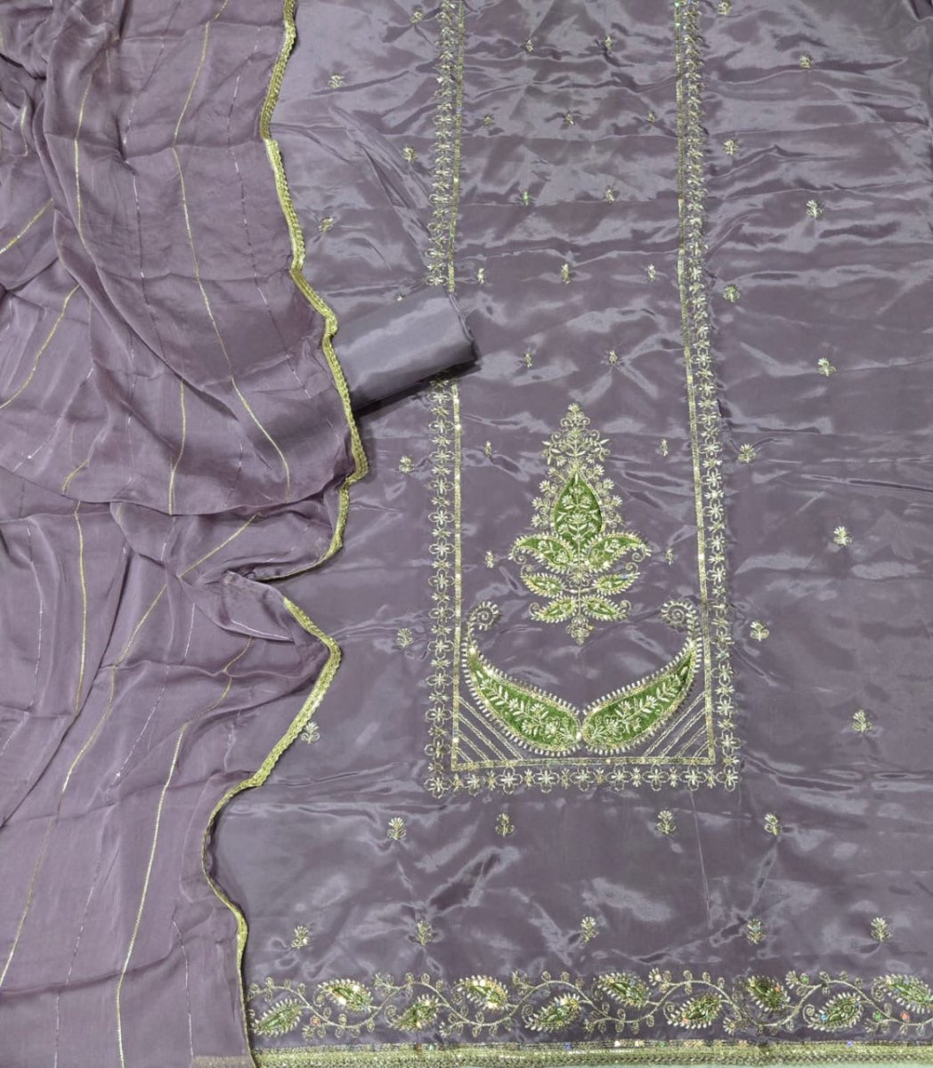 Classy Glass Organza Suit Set with Zari & Thread Work - Yanchi