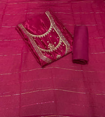 Classy Glass Organza Suit Set with Zari Thread Work - Yanchi