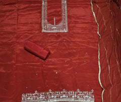 Classy Glass Organza Suit Set with Zari Thread Work - Yanchi