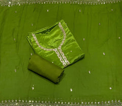 Classy Glass Organza Suit Set with Zari Thread Work - Yanchi