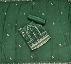 Classy Glass Organza Suit Set with Zari Thread Work - Yanchi