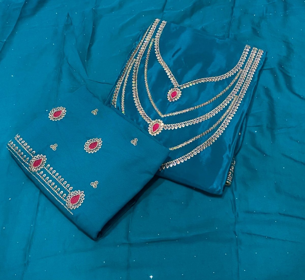 Classy Glass Organza Suit Set with Zari Thread Work - Yanchi