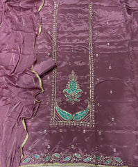 Classy Glass Organza Suit Set with Zari & Thread Work - Yanchi