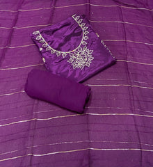 Classy Glass Organza Suit Set with Zari Thread Work - Yanchi