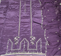 Classy Glass Organza Suit Set with Zari Thread Work - Yanchi