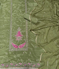 Classy Glass Organza Suit Set with Zari & Thread Work - Yanchi