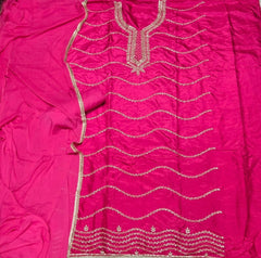 Classy Glass Organza Suit Set with Zari Thread Work - Yanchi