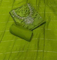 Classy Glass Organza Suit Set with Zari Thread Work - Yanchi