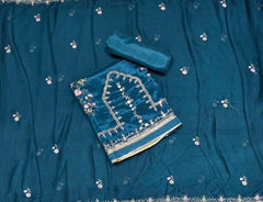 Classy Glass Organza Suit Set with Zari Thread Work - Yanchi