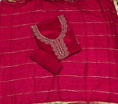 Classy Glass Organza Suit Set with Zari Thread Work - Yanchi