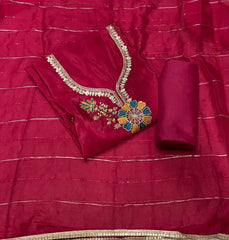 Classy Glass Organza Suit Set with Zari Thread Work - Yanchi