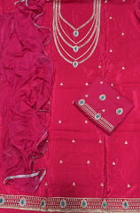 Classy Glass Organza Suit Set with Zari Thread Work - Yanchi