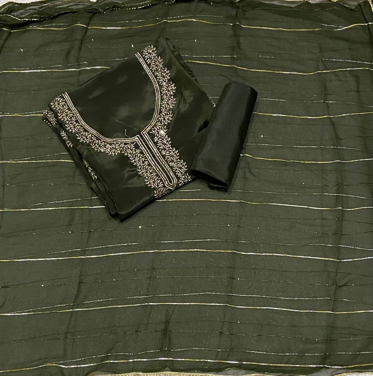 Classy Glass Organza Suit Set with Zari Thread Work - Yanchi