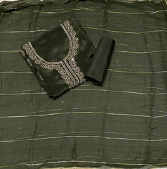 Classy Glass Organza Suit Set with Zari Thread Work - Yanchi