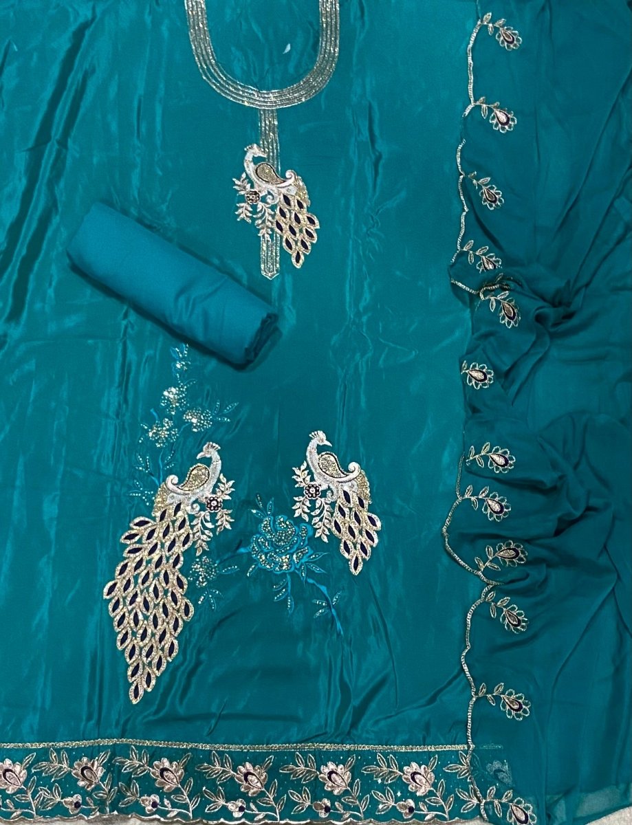 Classy Glass Organza Suit Set with Zari Work - Yanchi