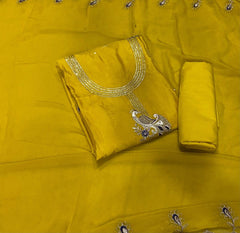 Classy Glass Organza Suit Set with Zari Work - Yanchi