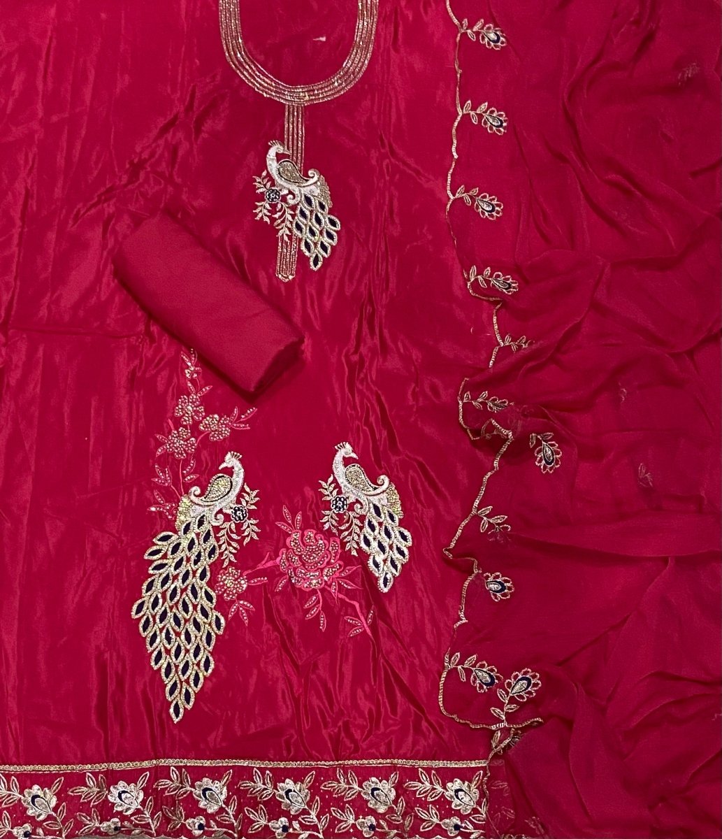 Classy Glass Organza Suit Set with Zari Work - Yanchi