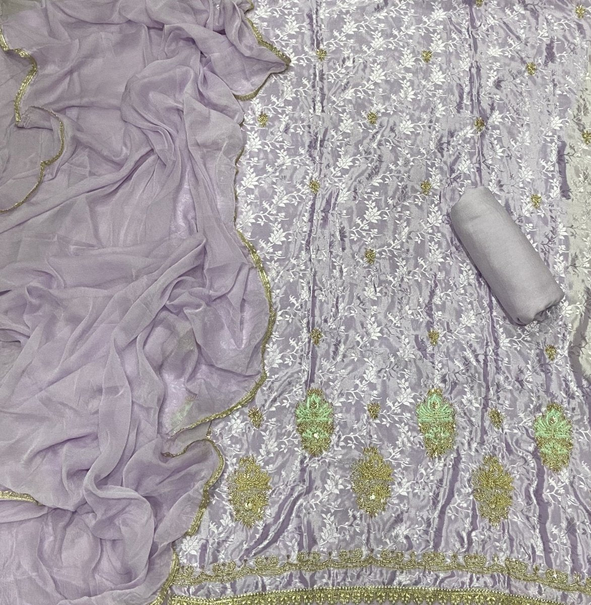 Classy Organza Banarsi Suit Set With Stone Work - Yanchi