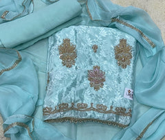 Classy Organza Banarsi Suit Set With Stone Work - Yanchi