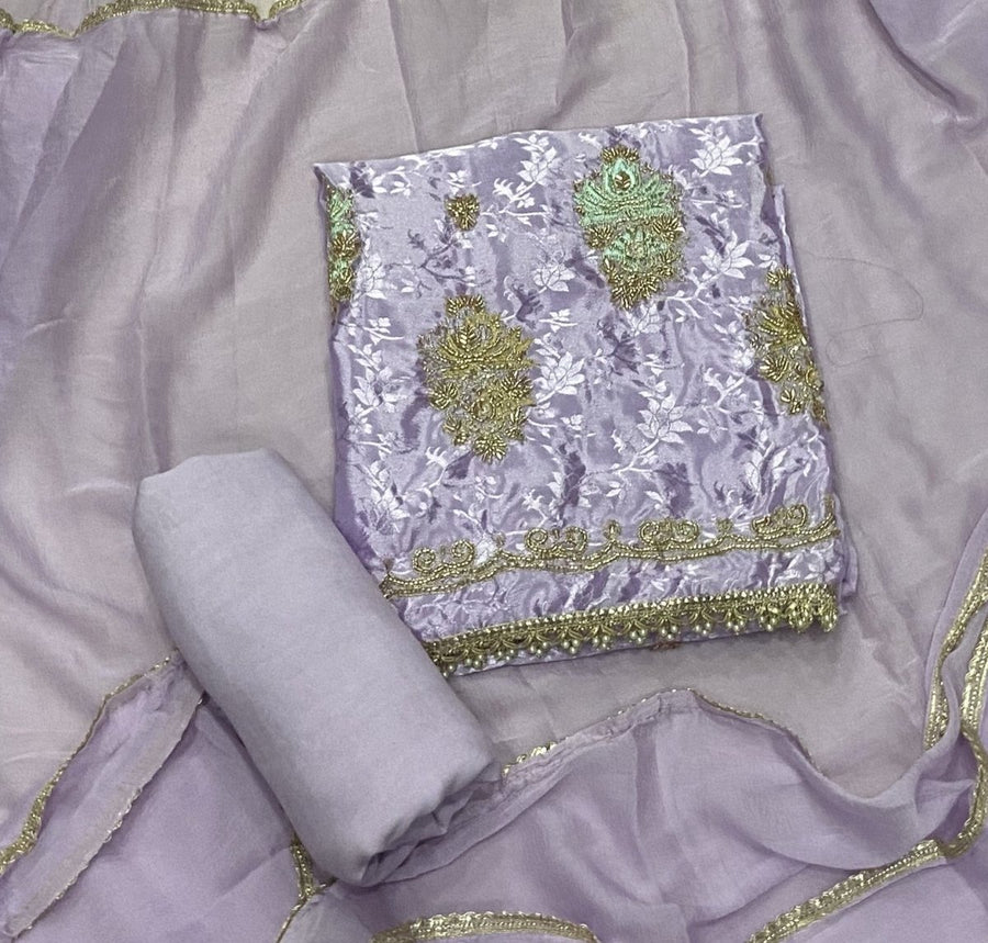 Classy Organza Banarsi Suit Set With Stone Work - Yanchi