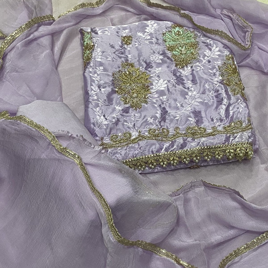 Classy Organza Banarsi Suit Set With Stone Work - Yanchi