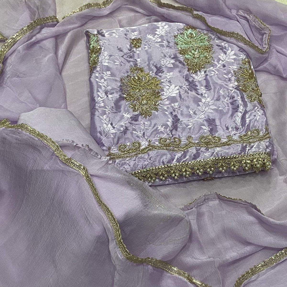 Classy Organza Banarsi Suit Set With Stone Work - Yanchi