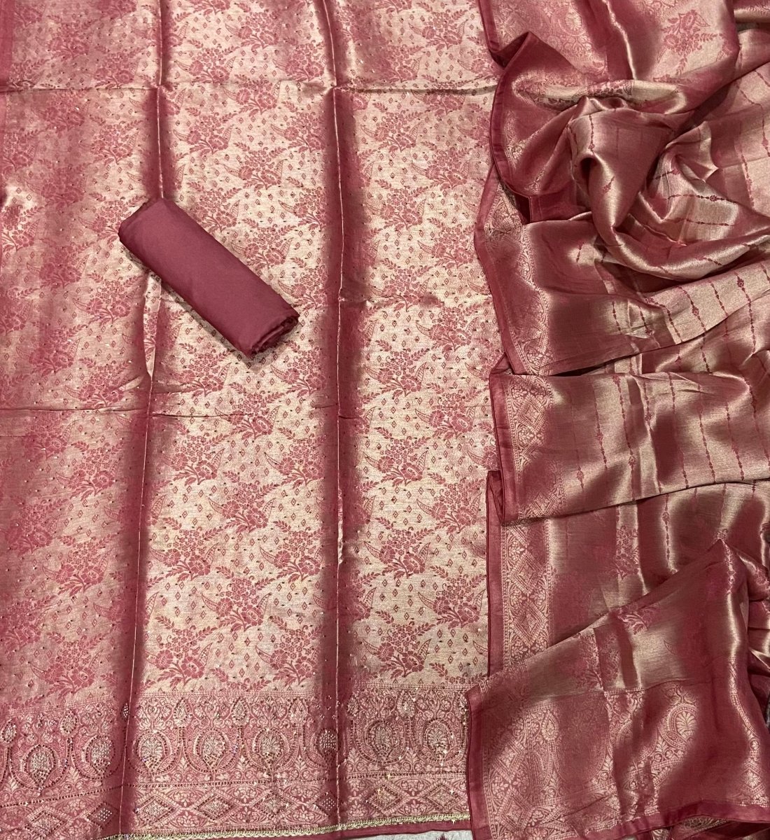 Classy Organza Banarsi Suit Set With Stone Work - Yanchi