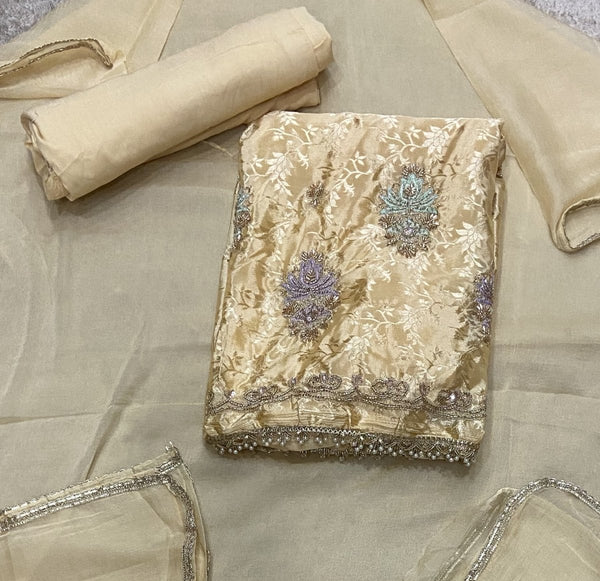 Classy Organza Banarsi Suit Set With Stone Work - Yanchi